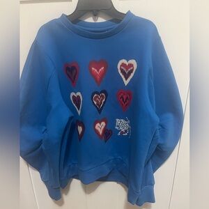 Blue Heart Embellished Women's Sweatshirt